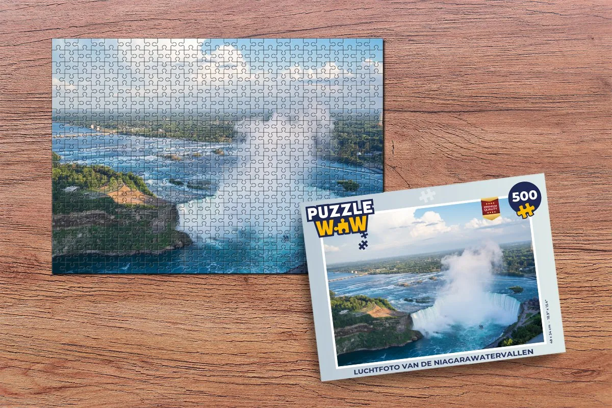 PuzzleWow Luchtfoto Niagarawatervallen Legpuzzel 500 Stuks - Multicolor
