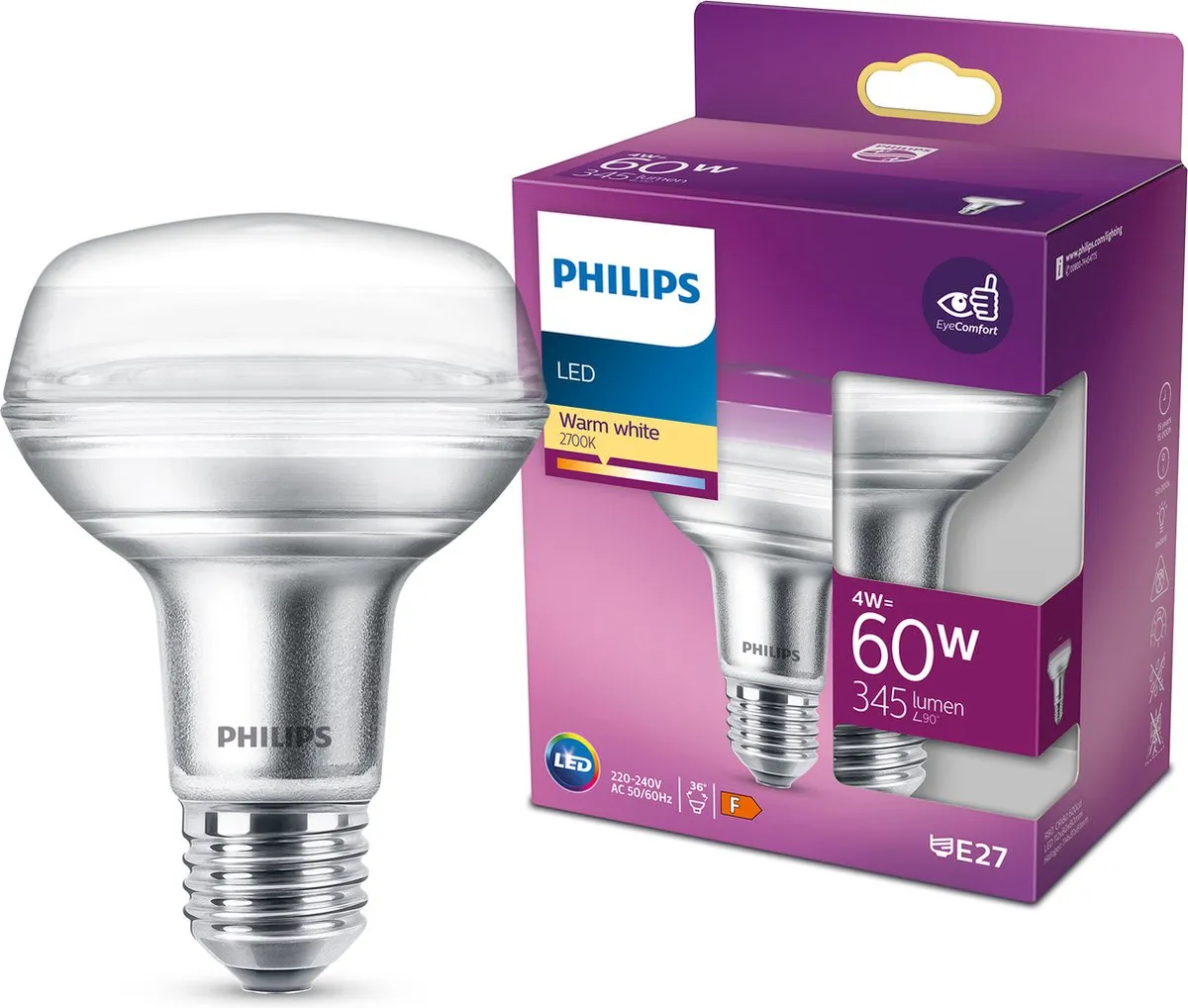 Philips LED Reflector 6W E27 R80 Warmwit