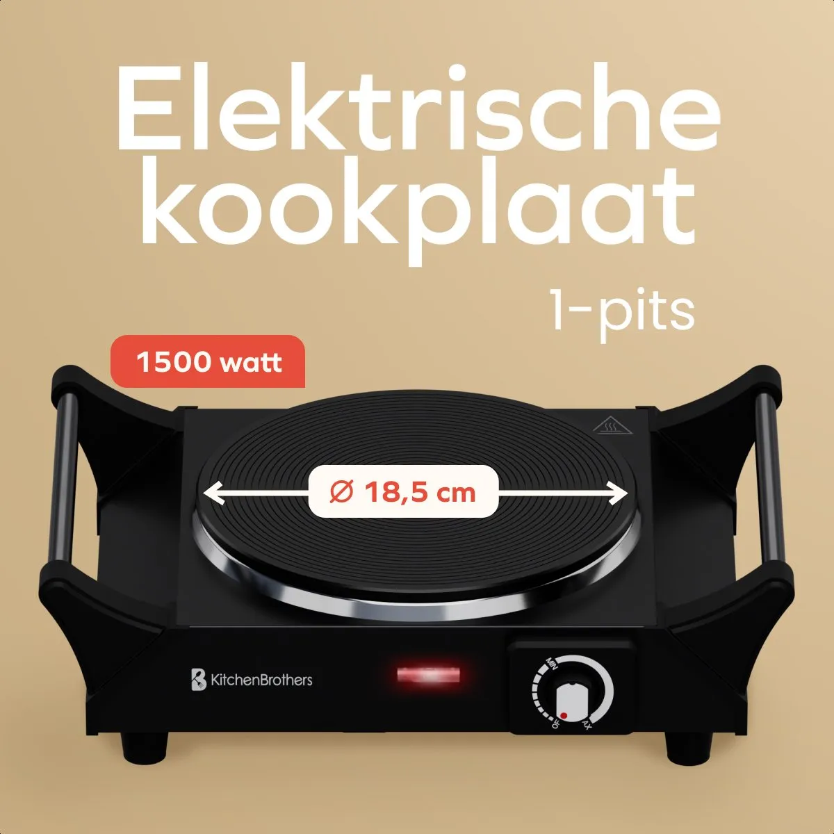 KitchenBrothers KB751 Elektrische Kookplaat 1500W - Zwart