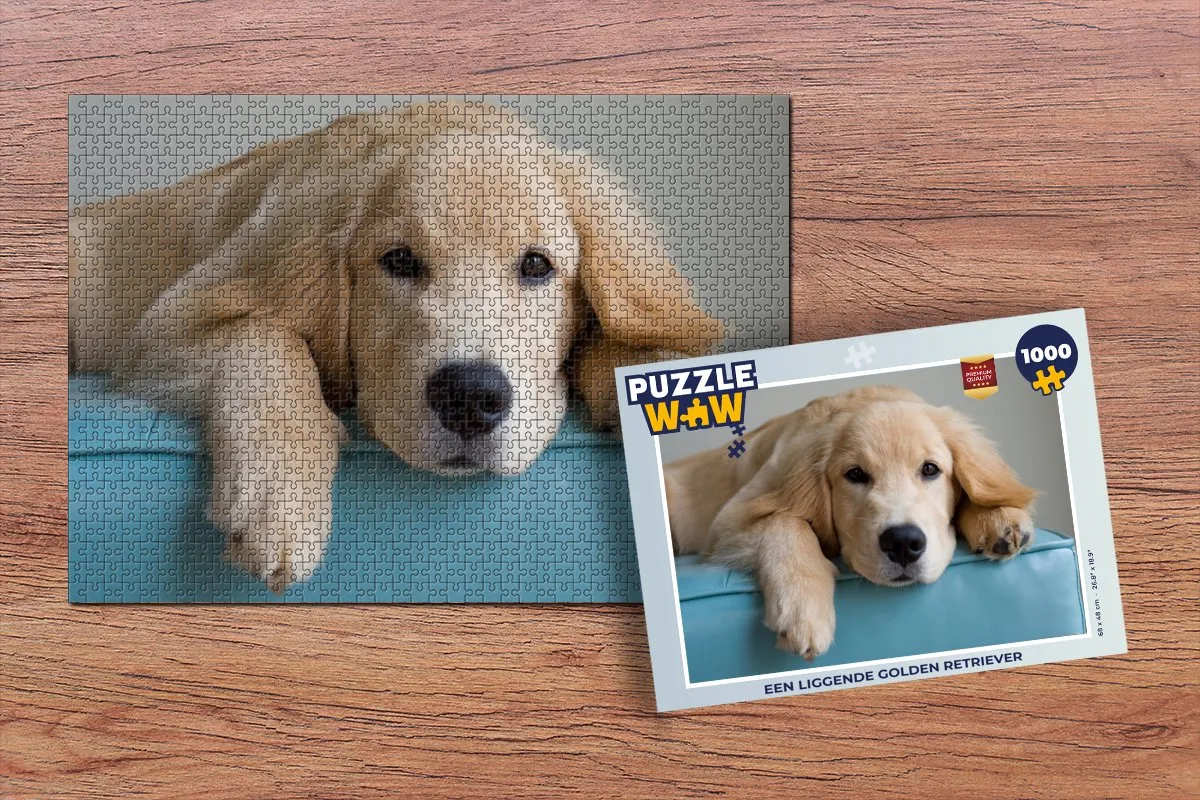 PuzzleWow Golden Retriever Legpuzzel 1000 Stuks - Multicolor