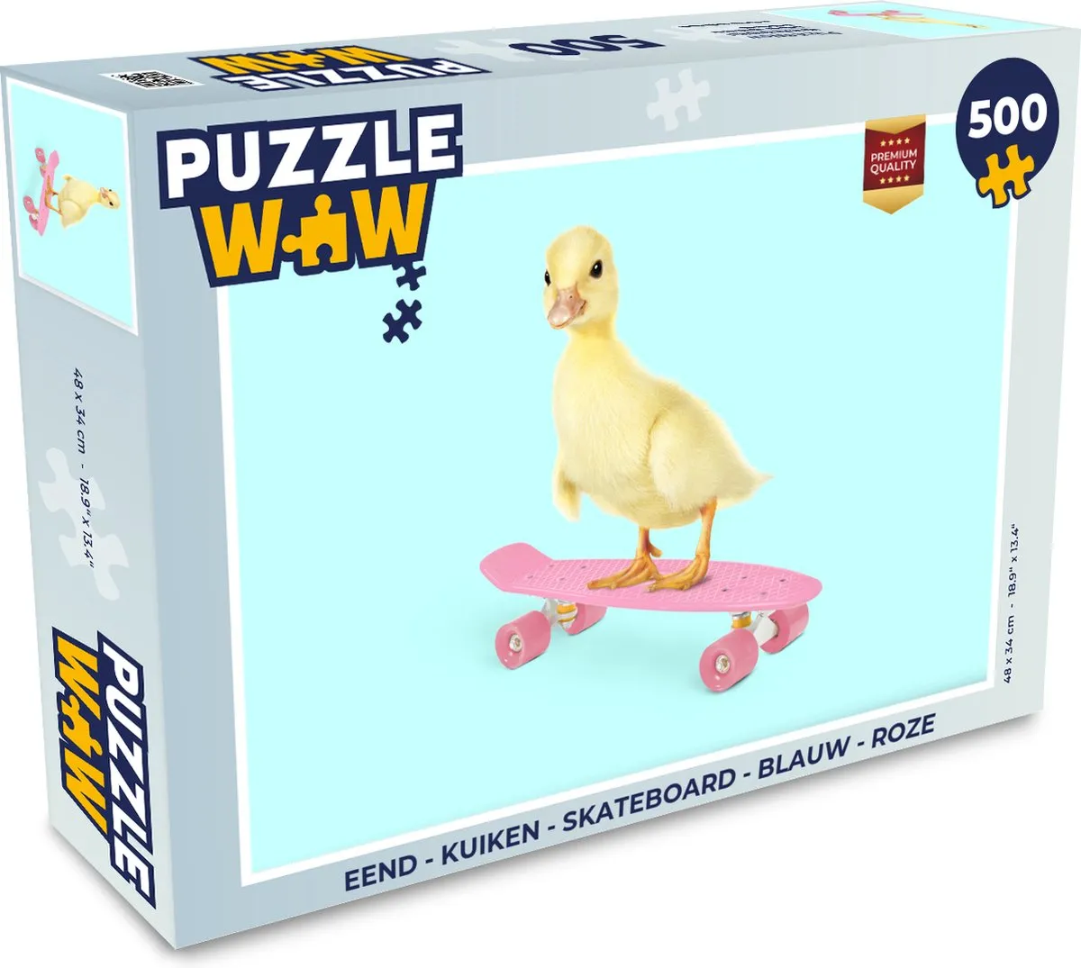 PuzzleWow Eend Kuiken Skateboard Legpuzzel 500 Stuks - Multicolor