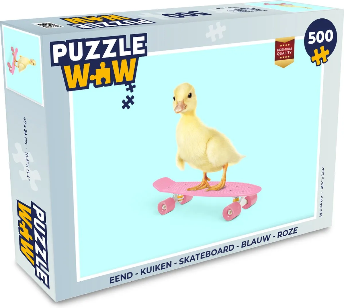 PuzzleWow Eend Kuiken Skateboard Legpuzzel 500 Stuks - Multicolor