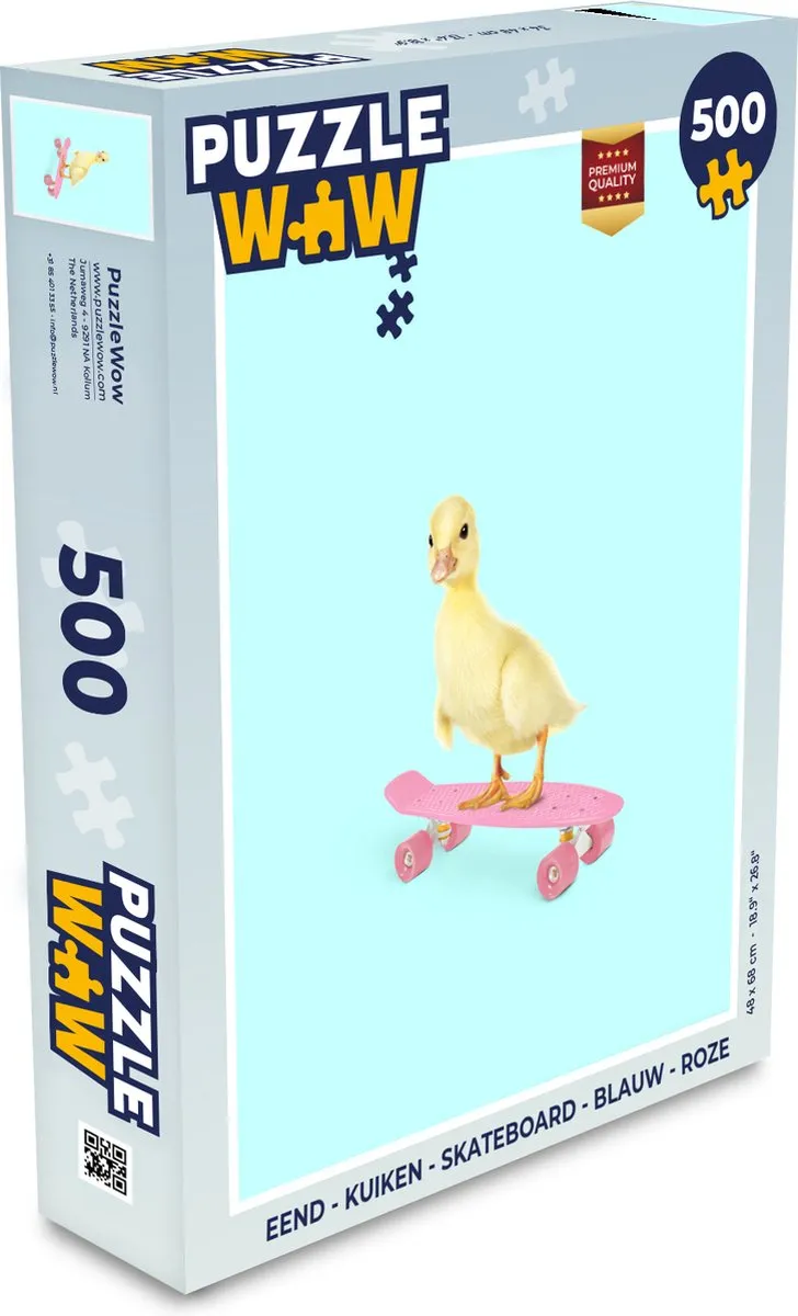 PuzzleWow Eend Kuiken Skateboard Legpuzzel 500 Stuks - Multicolor