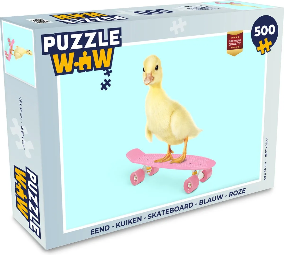 PuzzleWow Eend Kuiken Skateboard Legpuzzel 500 Stuks - Multicolor