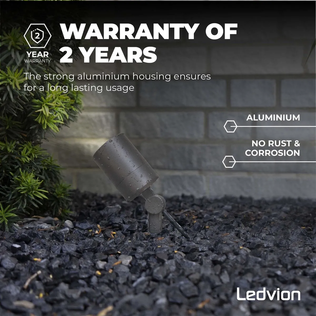 LEDVION LED Prikspots Antraciet IP65 5W 6500K - 2M - afbeelding 6 van 6