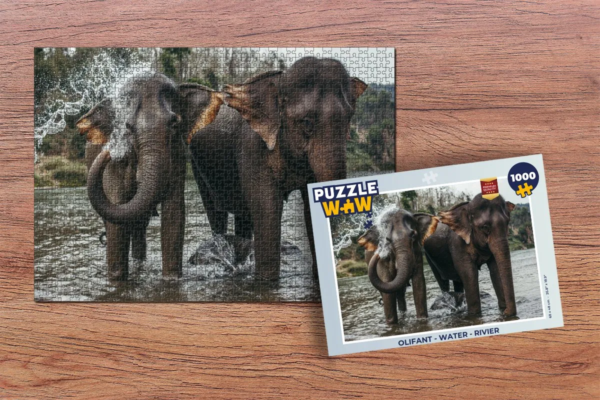 PuzzleWow Legpuzzel Olifant 1000 Stuks - Multicolor