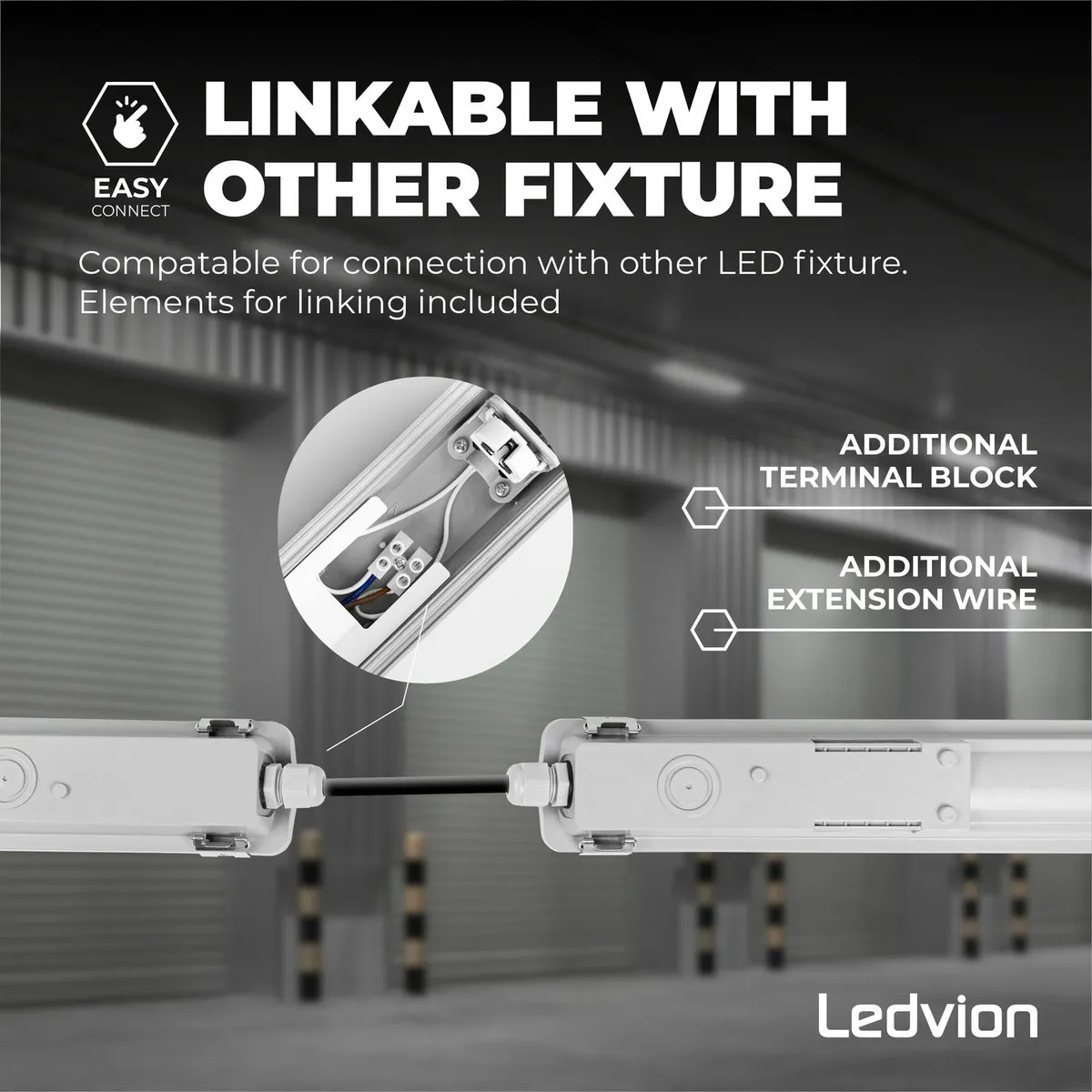 Ledvion LED Armatuur 60cm Clips IP65 - 24W - Grijs