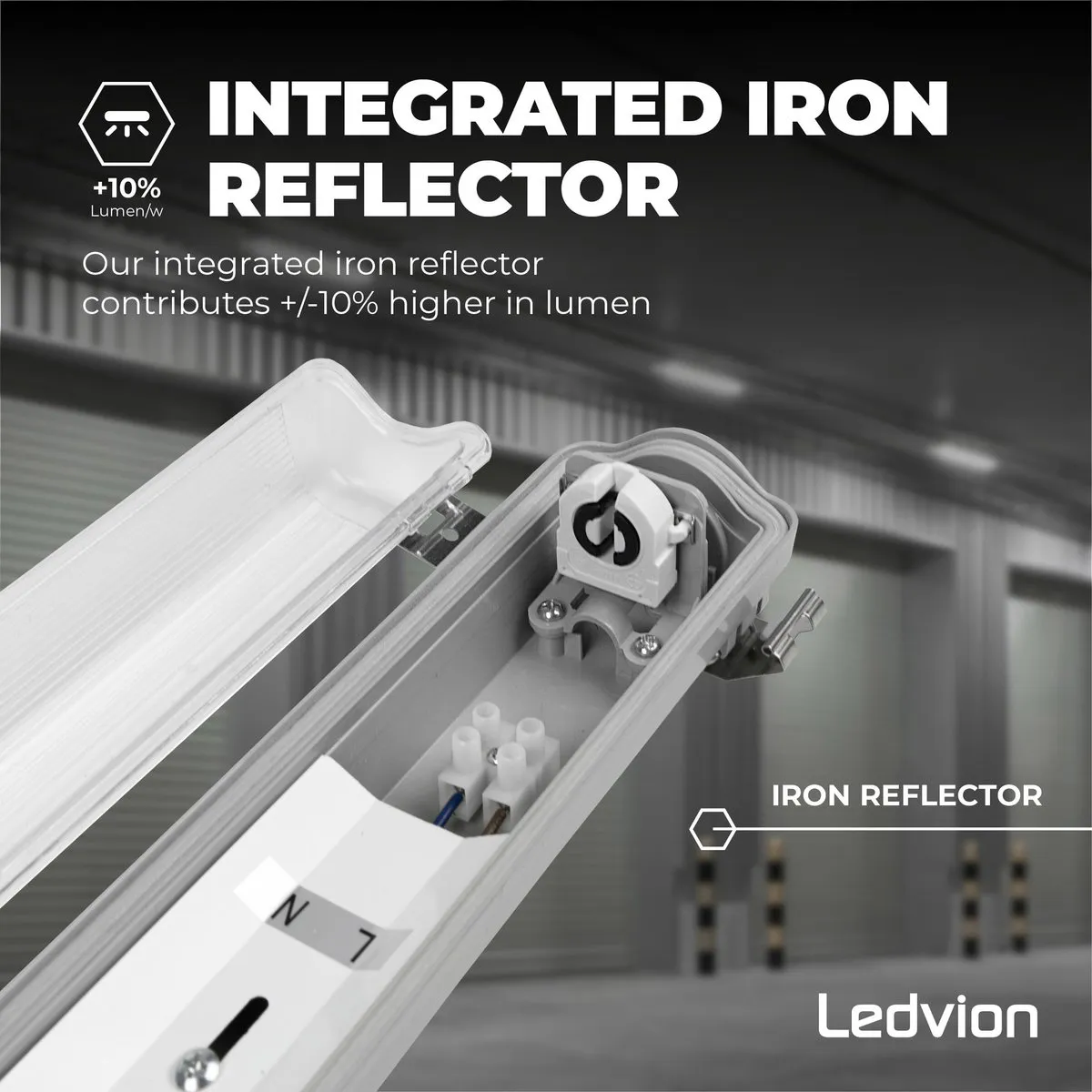 Ledvion LED Armatuur 60cm Clips IP65 - 24W - Grijs
