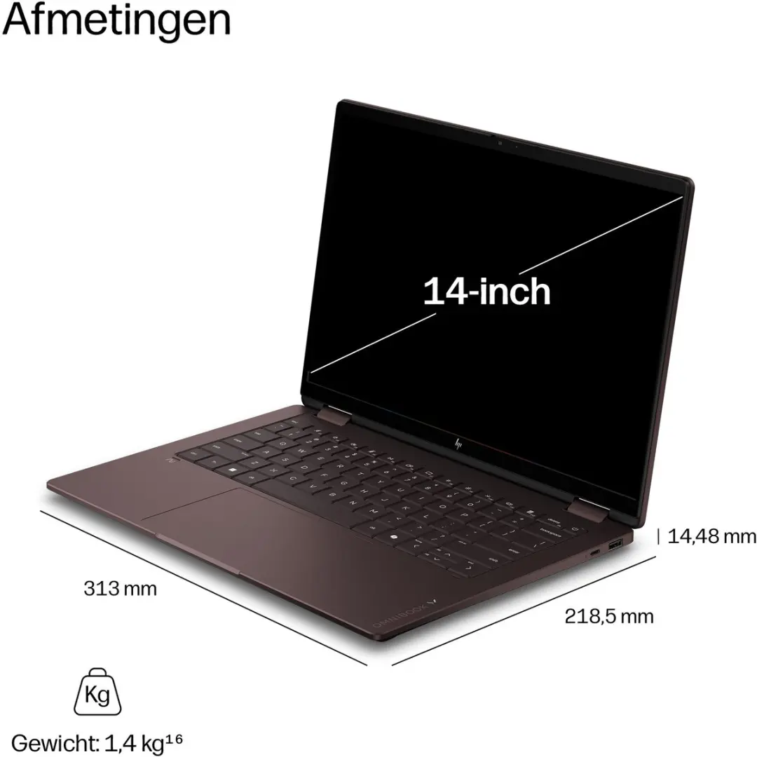 HP OmniBook X Flip 14-kc0971ndx Laptop - 14" Touchscreen 2K - AMD Ryzen AI 7 445 - 16GB/512GB - Wi-Fi 7 - afbeelding 3 van 6