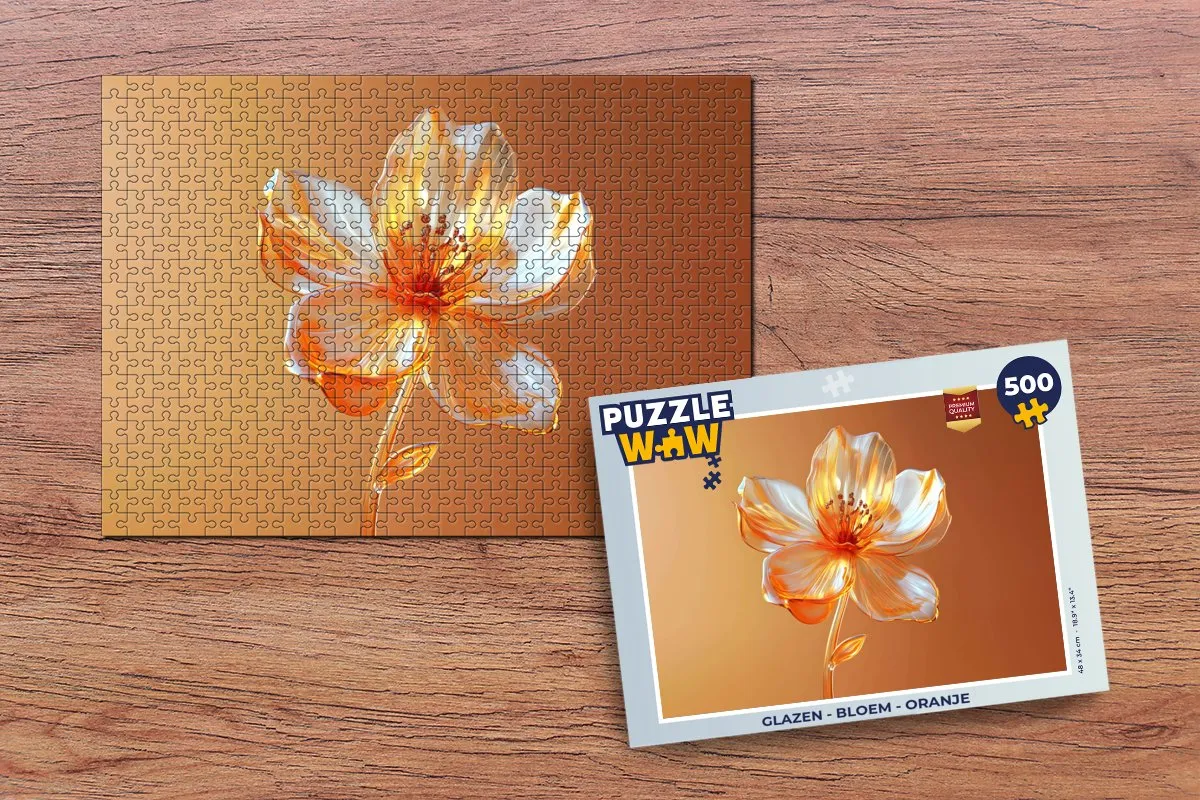 PuzzleWow Glazen Bloem Oranje Legpuzzel 500 Stuks - MPN 8721375321560