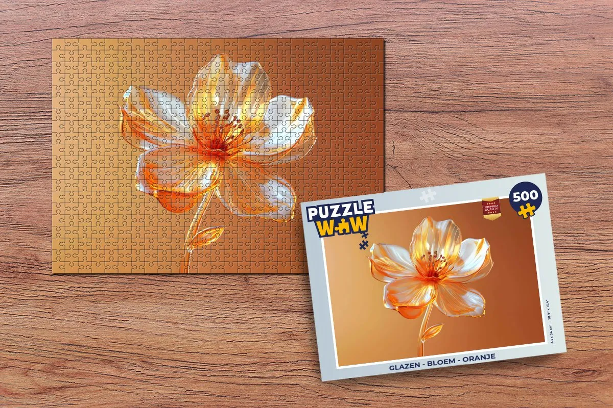 PuzzleWow Glazen Bloem Oranje Legpuzzel 500 Stuks - MPN 8721375321560