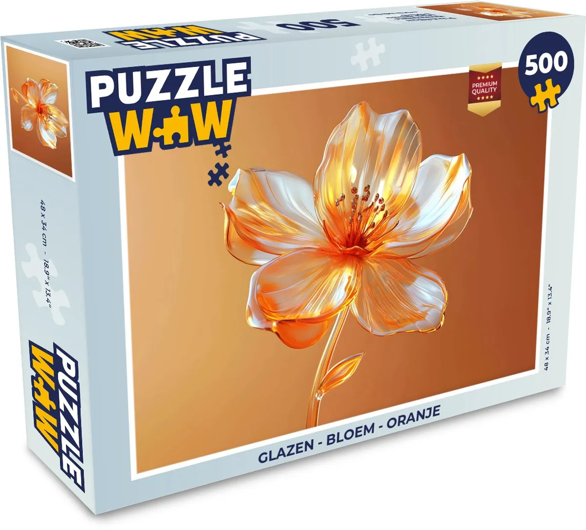 PuzzleWow Glazen Bloem Oranje Legpuzzel 500 Stuks - MPN 8721375321560