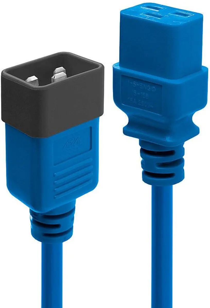 Lindy Verlengkabel C20 male naar C19 female 16A 1m - Blauw - afbeelding 4 van 6