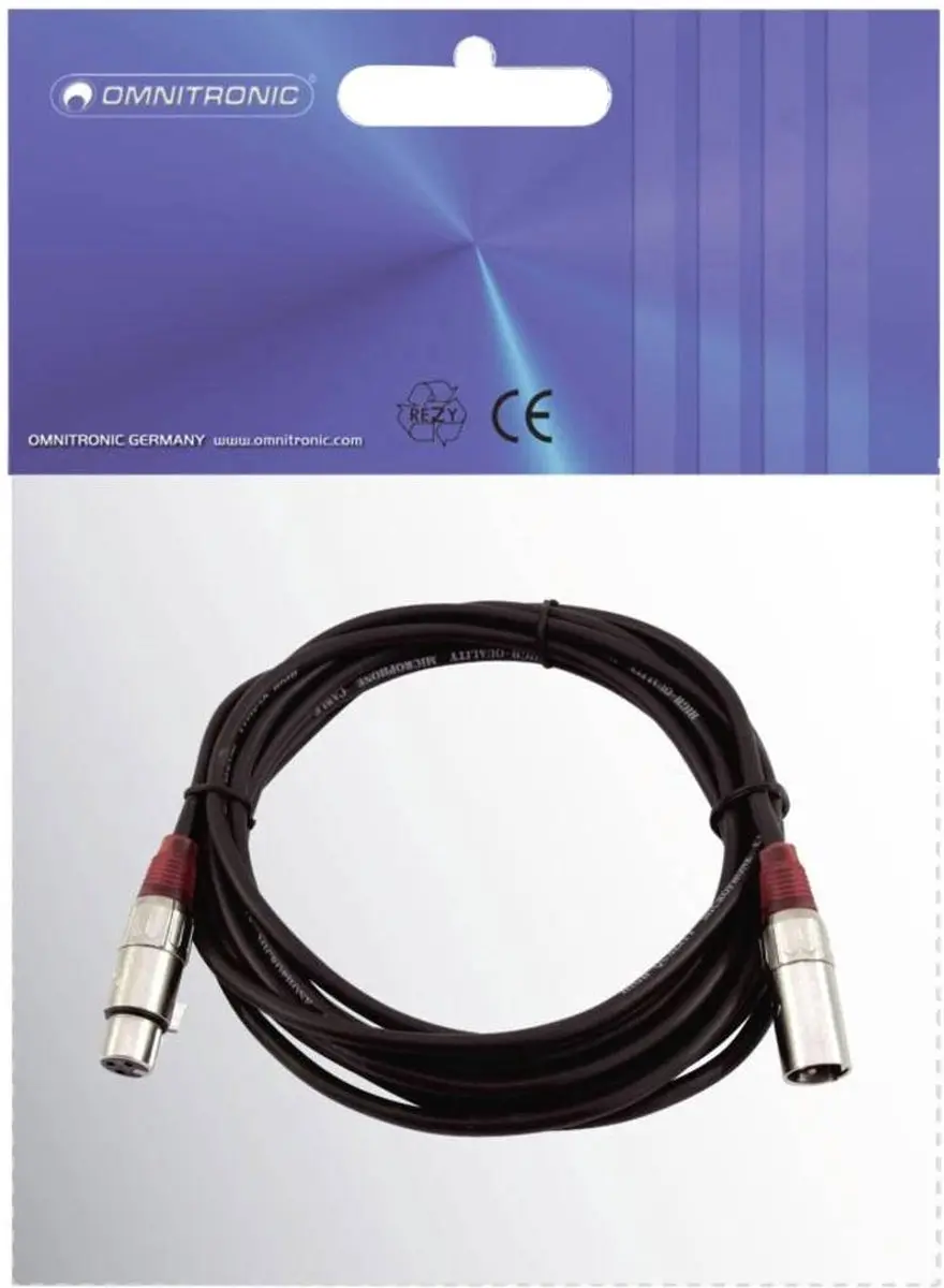 Omnitronic XLR Kabel 5m 3-pins - Zwart - afbeelding 2 van 5