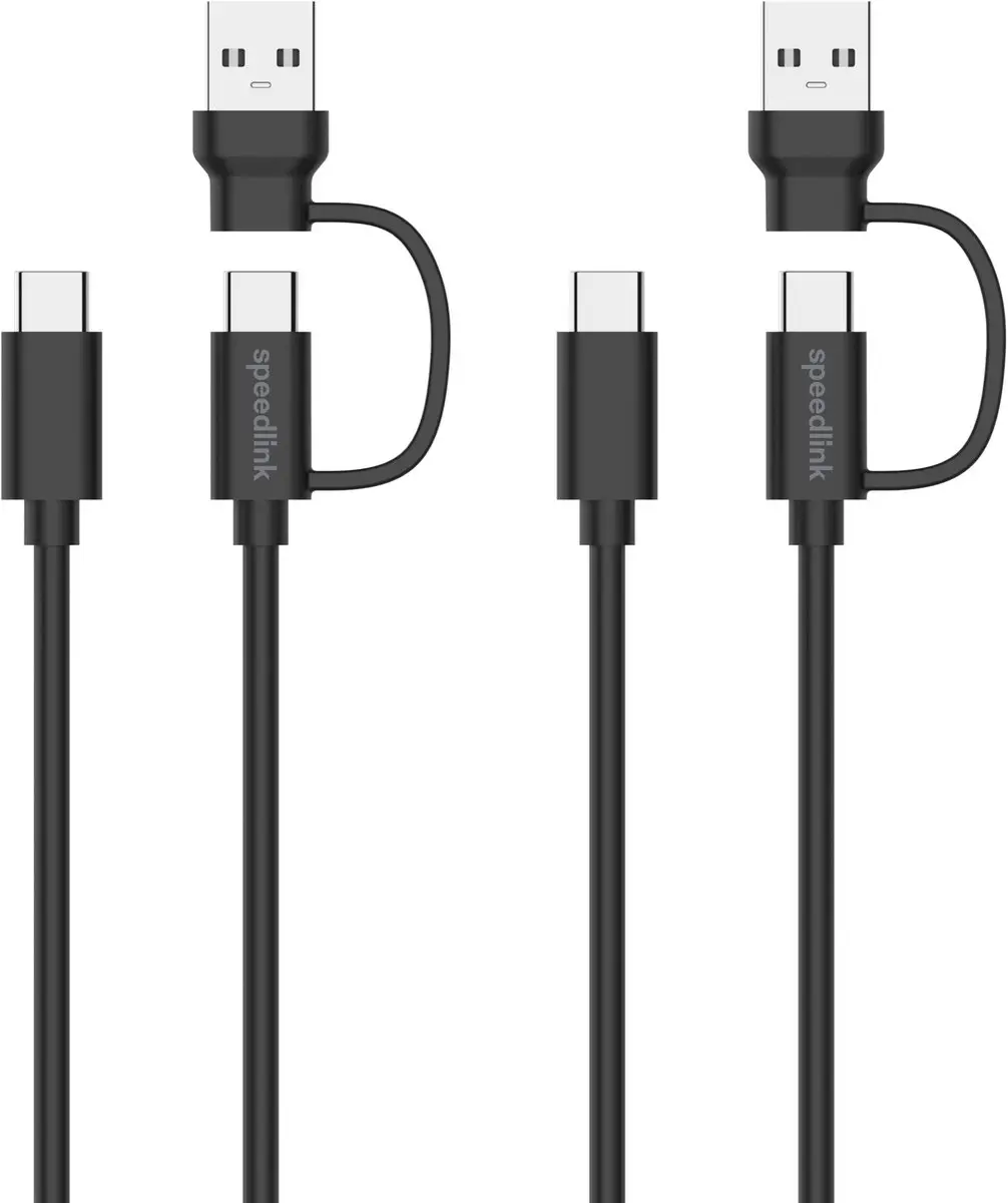 Speedlink STREAM Play & Charge USB-C/A Kabelset - 2 Stuks - Zwart - afbeelding 4 van 6