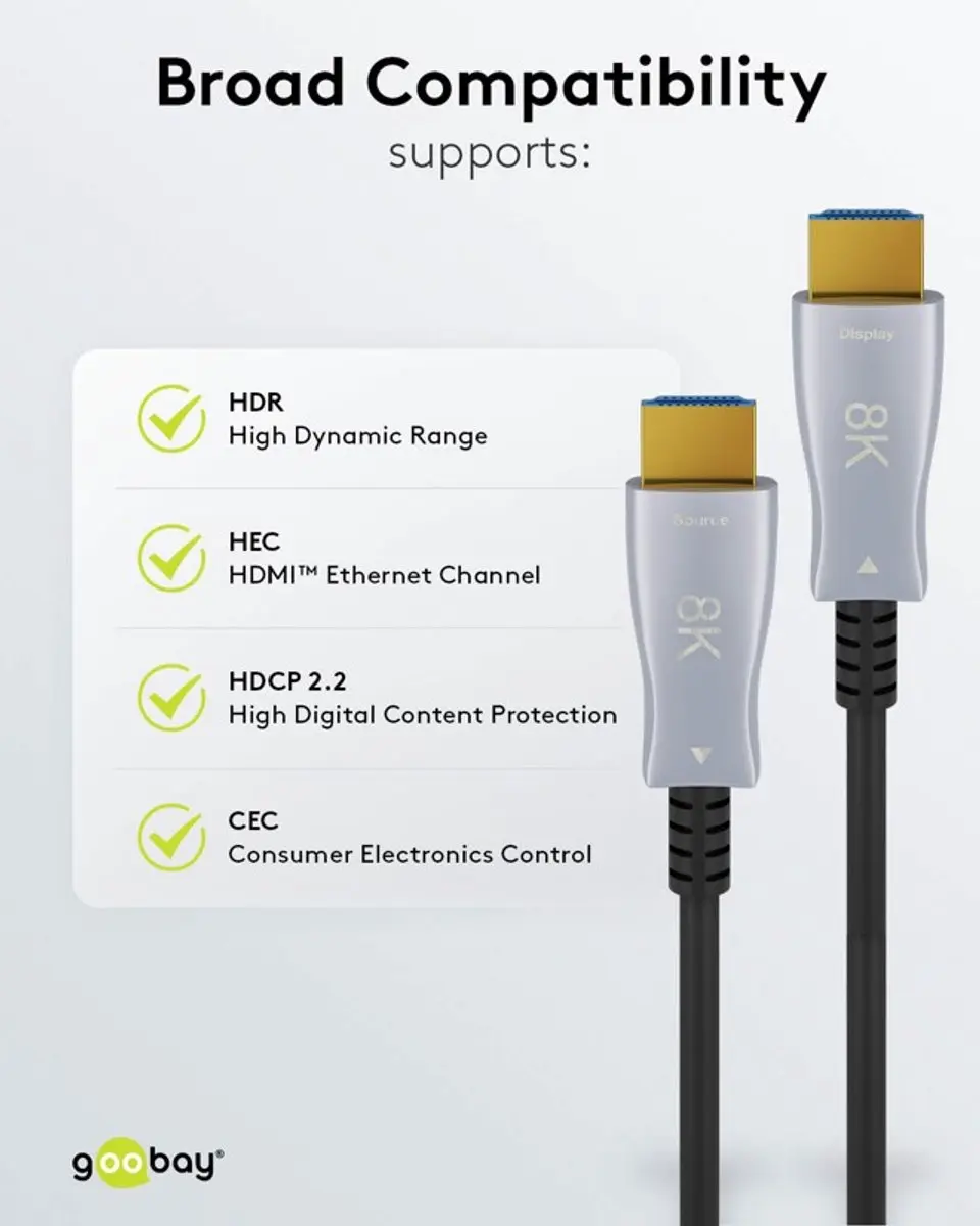 Goobay Optische HDMI-kabel 8K 48Gbit/s 80m - Zwart