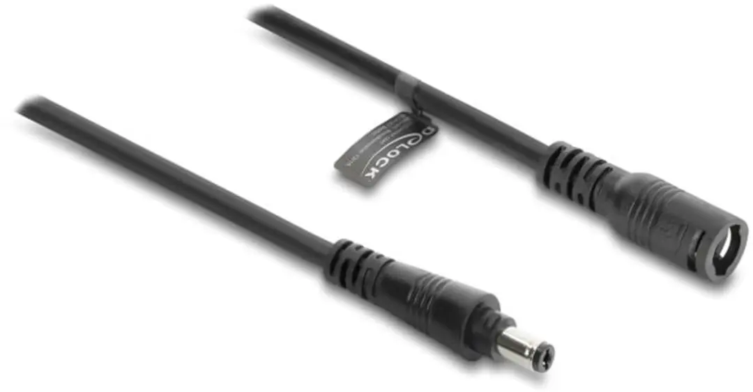 Delock DC Verlengkabel 5,5x2,5mm 140W AWG18 - 1m - Zwart - afbeelding 2 van 3