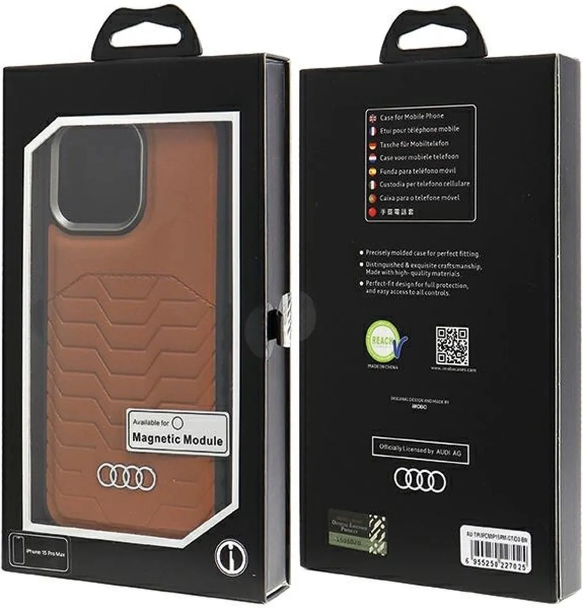 Audi Synthetic Leather MagSafe iPhone 15 Pro Max Hoes - Bruin - afbeelding 2 van 6