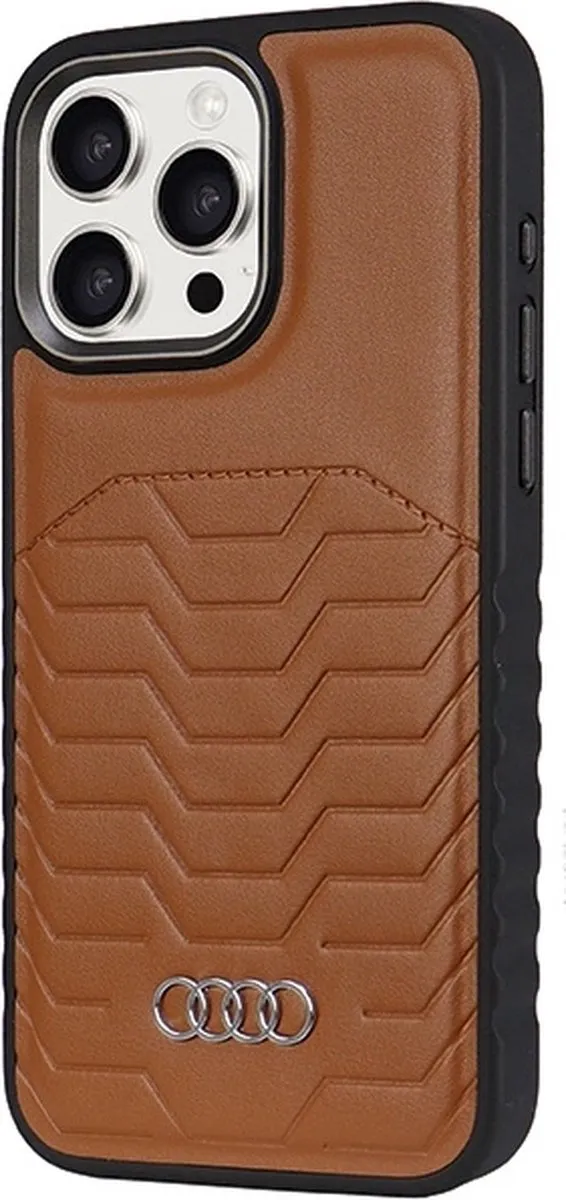 Audi Synthetic Leather MagSafe iPhone 15 Pro Max Hoes - Bruin - afbeelding 4 van 6