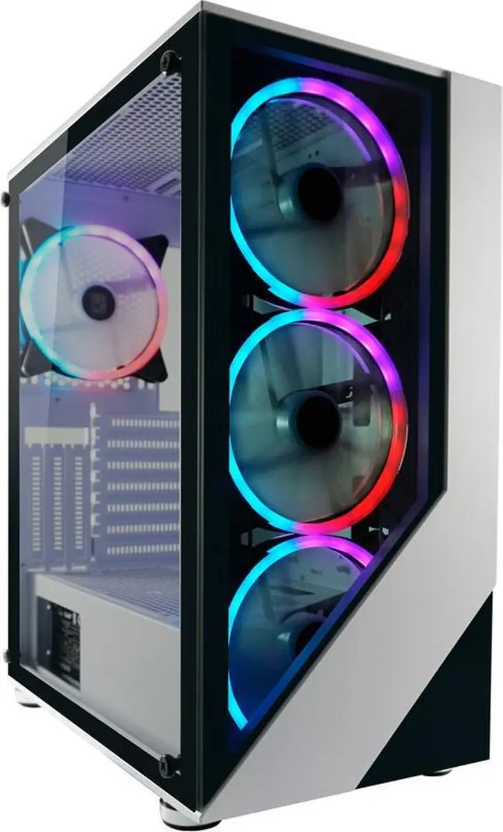 LC Power Lucid Midi Tower ATX Behuizing - 4 RGB Ventilatoren - Zwart