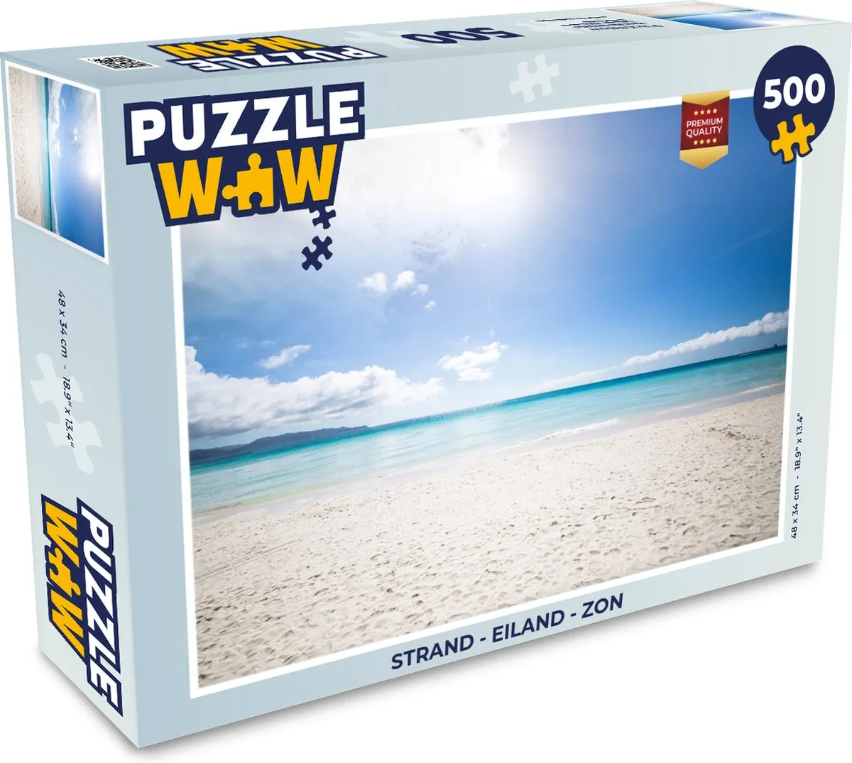 PuzzleWow Legpuzzel 500 Stuks - Strand Eiland Zon - Multicolor