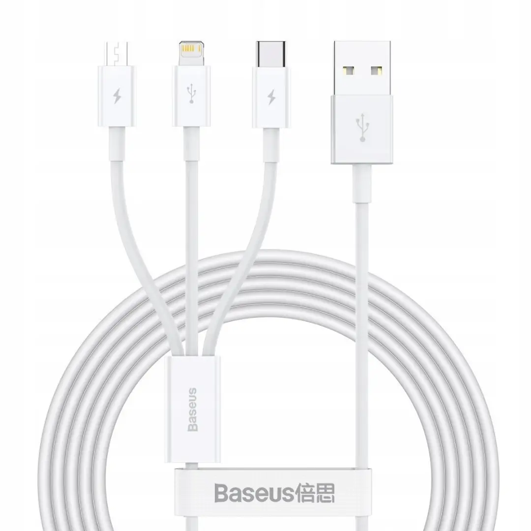 Baseus 3-in-1 USB-kabel: Micro, Lightning, Type-C, 3,5A, 1,5m