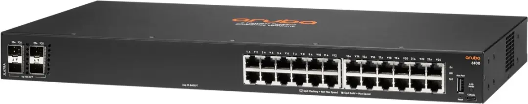HPE Aruba 6100 24G 4SFP+ Switch - 128Gbps - Zwart - afbeelding 3 van 3