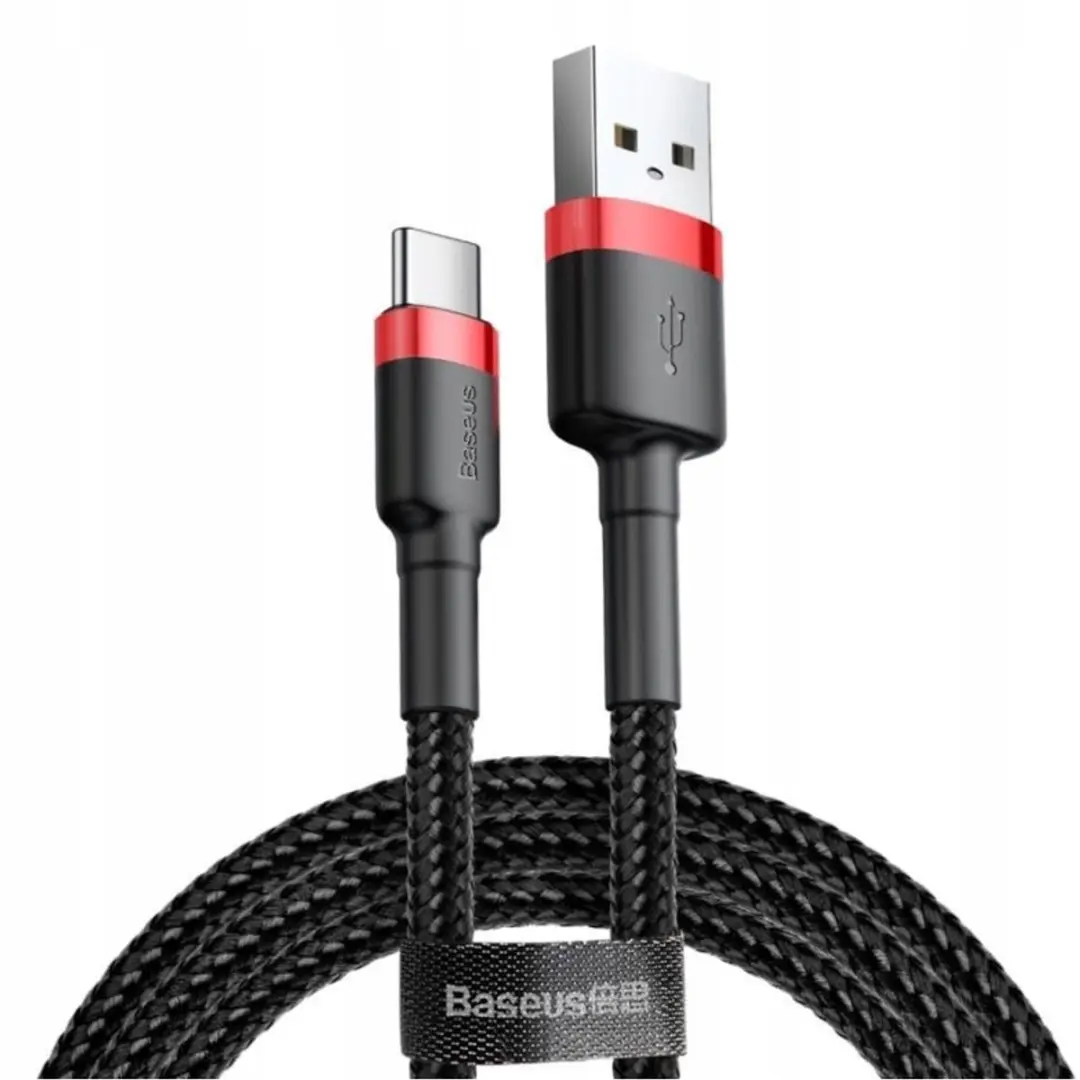 Baseus Cafule USB-C Kabel 1m Nylon QC3.0 Snel Laden Zwart