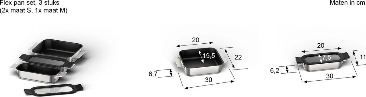 Siemens HZ9FF030 Flex Pannenset Inductie - 3 Stuks - Grijs