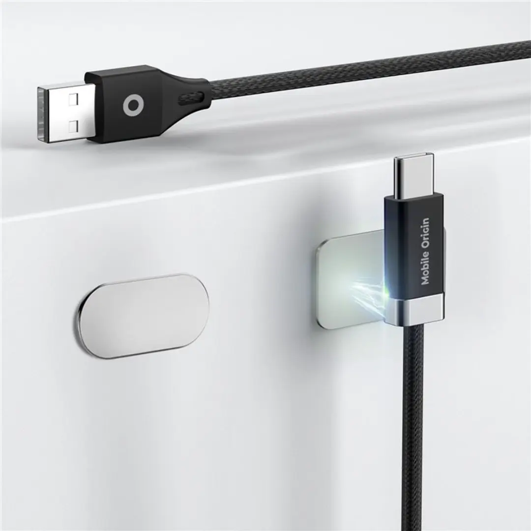 Mobile Origin 27W Magnetic Staycable USB-C naar USB-A 1,5m - Transparent