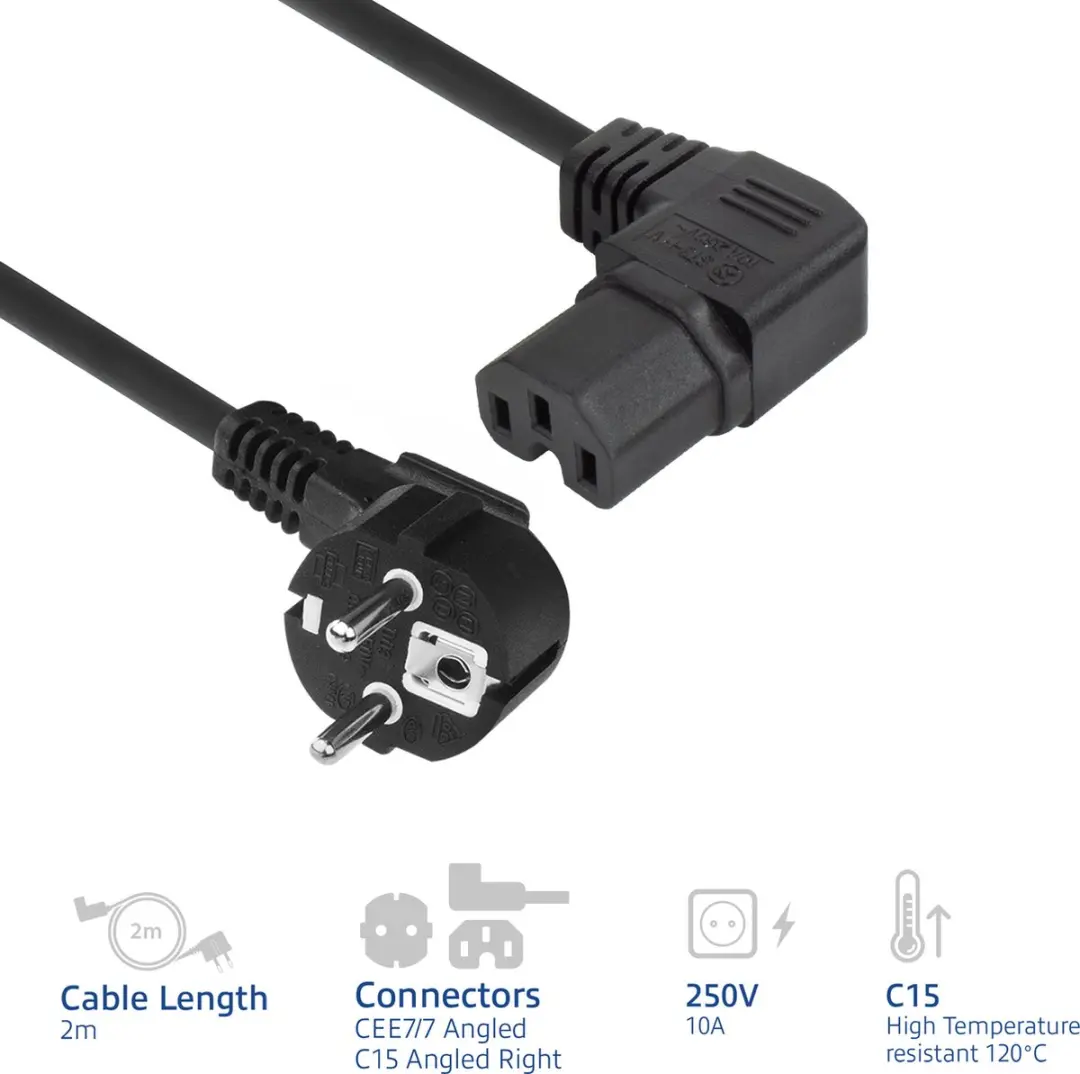 ACT AK5351 Netsnoer Schuko CEE 7/7 - 2m - Zwart