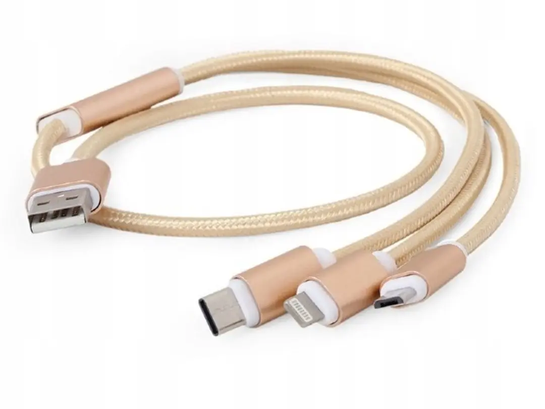 USB 3-in-1 Laadkabel 1m: Micro-USB, USB-C, Lightning