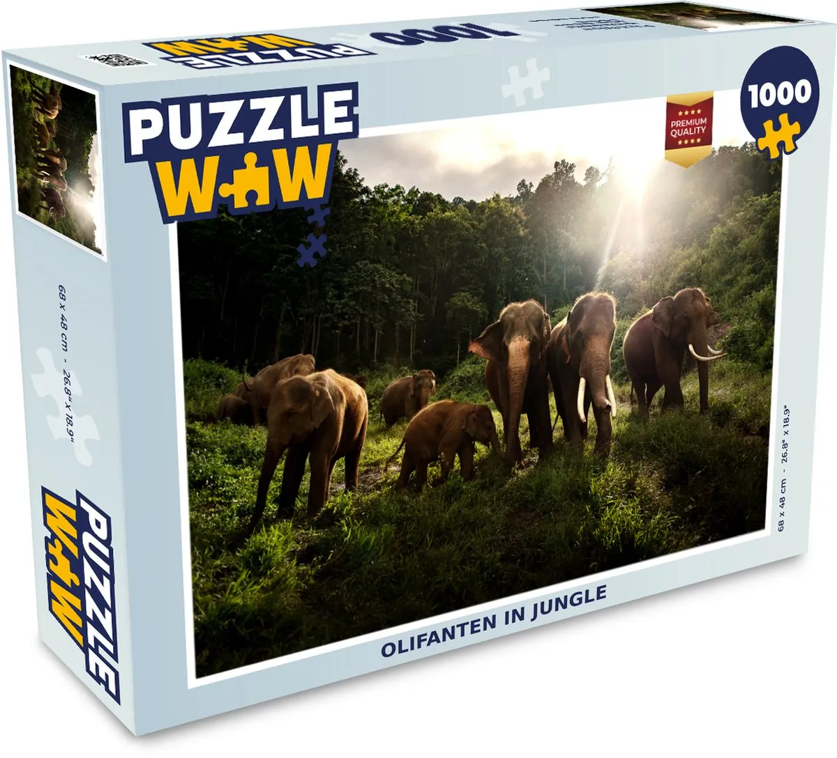 PuzzleWow Bos Olifanten Legpuzzel 1000 Stuks - Multicolor