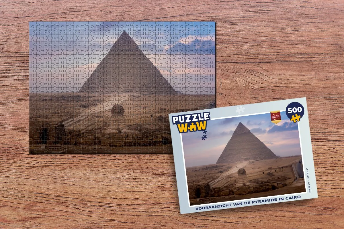 PuzzleWow Legpuzzel Vooraanzicht Pyramide Caïro 500 Stuks - Multicolor
