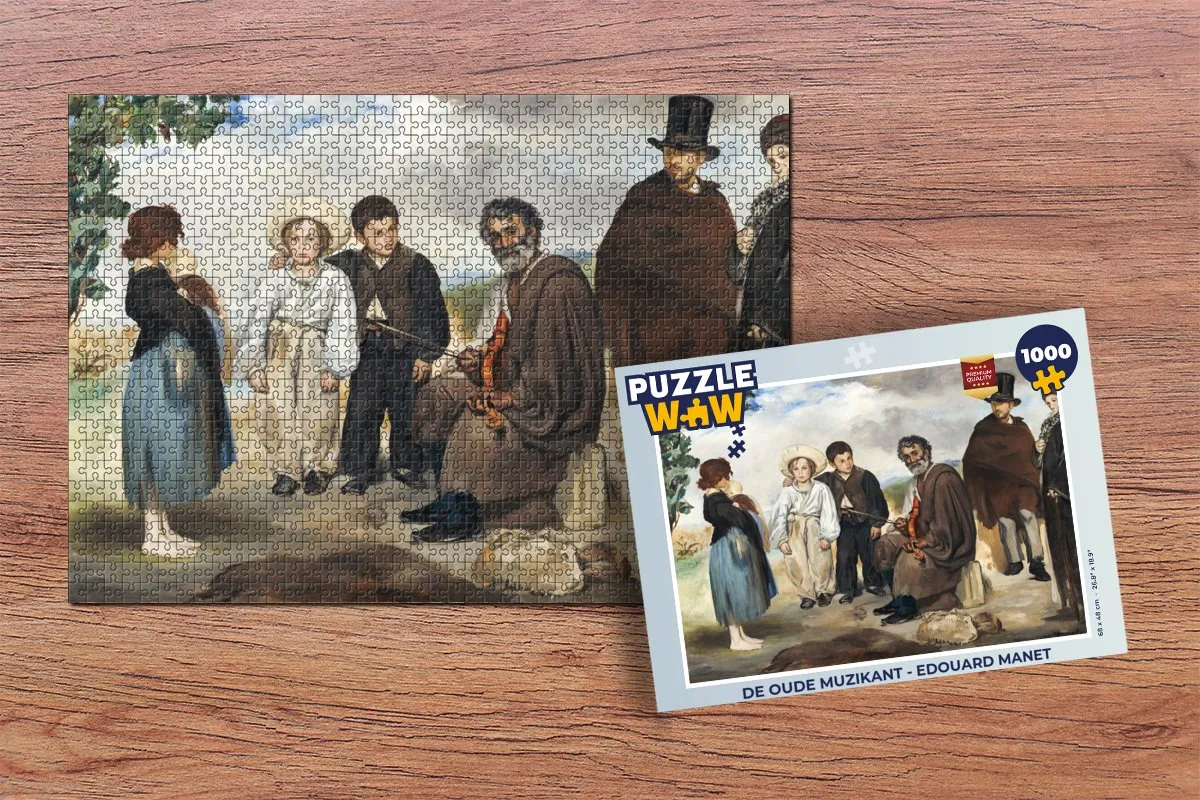 PuzzleWow De oude muzikant - Edouard Manet Legpuzzel 1000 Stuks - Multicolor