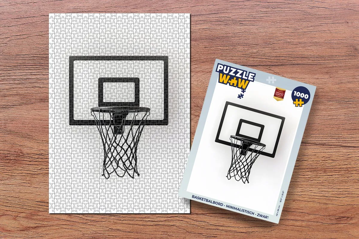PuzzleWow Basketbalbord Legpuzzel 1000 Stuks - Zwart
