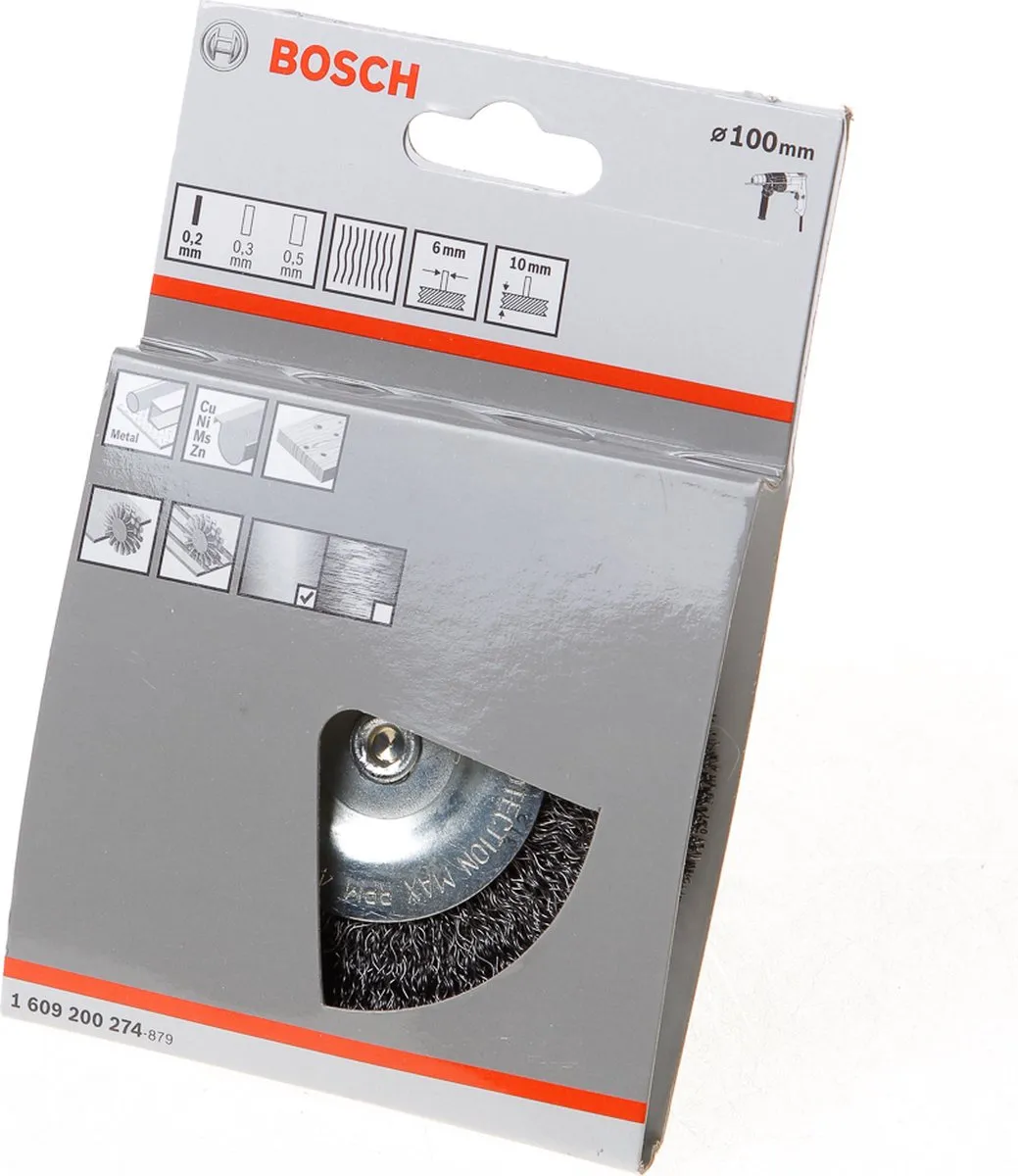 Bosch Professional 6mm Schijfborstel 100mm - Gegalvaniseerd staal - Grijs