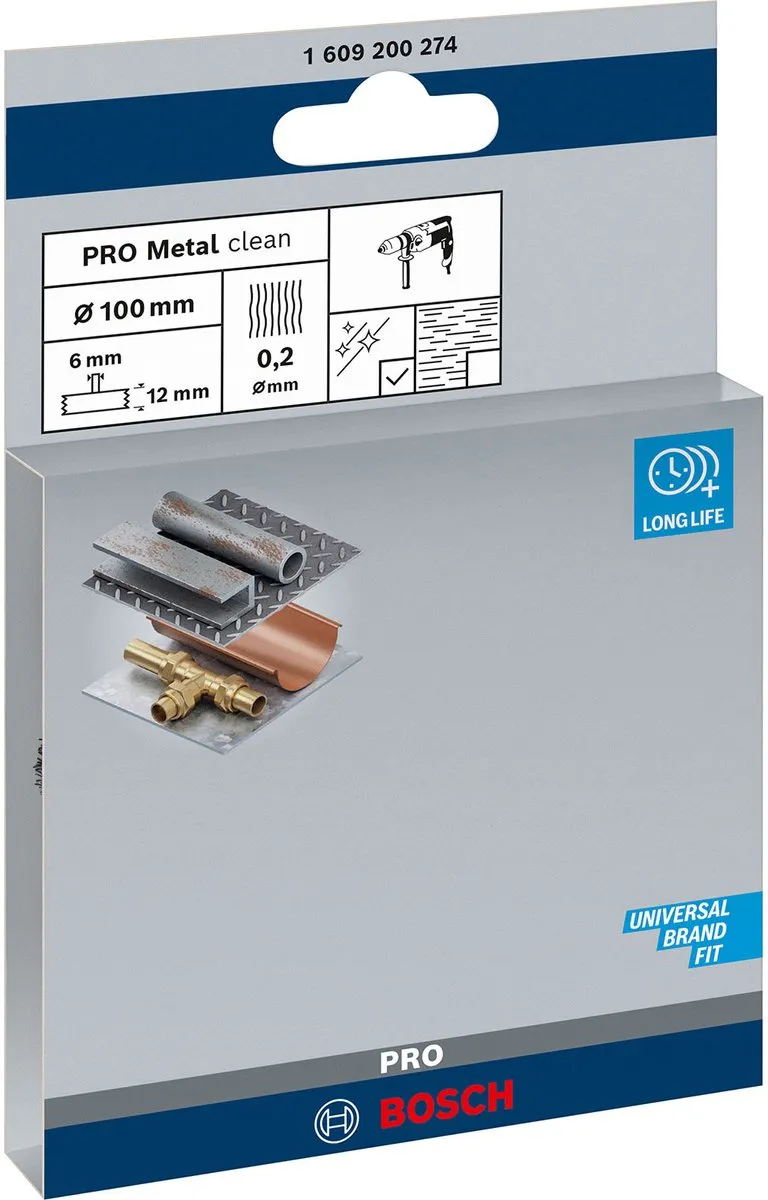 Bosch Professional 6mm Schijfborstel 100mm - Gegalvaniseerd staal - Grijs