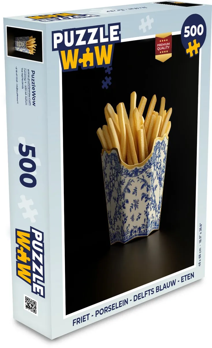 PuzzleWow Friet Puzzel 500 Stuks - Delfts Blauw