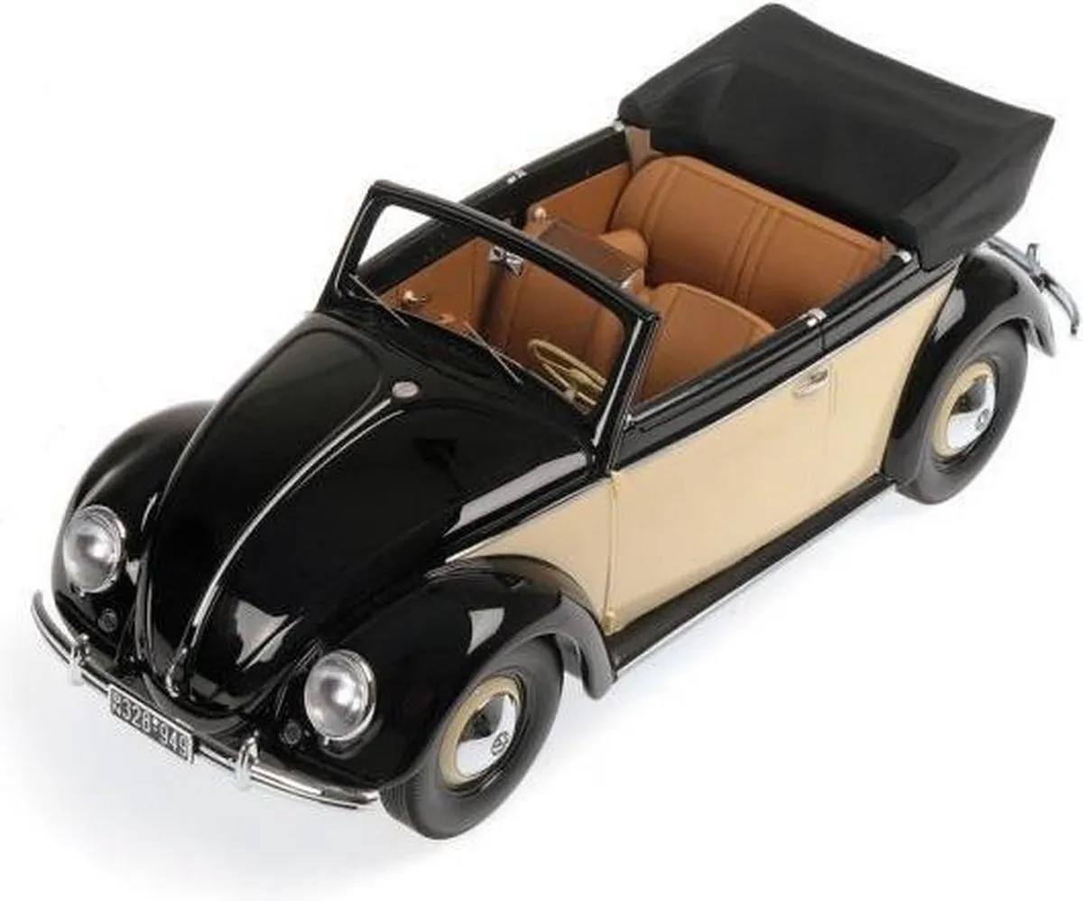 Volkswagen Beetle Convertible 1949 1:18 Minichamps - Zwart/Creme