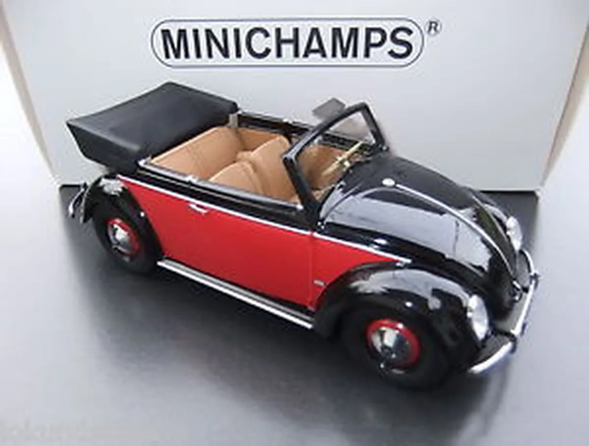 Volkswagen Beetle Convertible 1949 1:18 Minichamps - Zwart/Creme - afbeelding 6 van 6