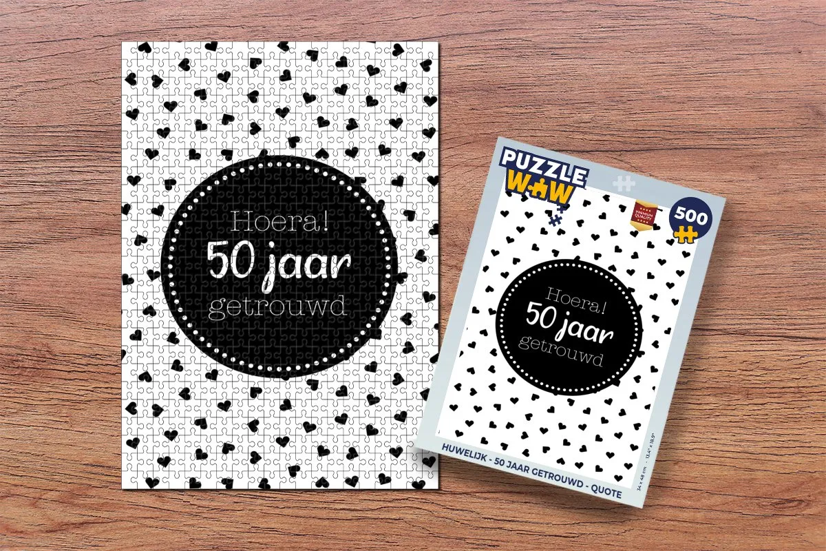 PuzzleWow Hoera! 50 Jaar Getrouwd Legpuzzel 500 Stuks - Multicolor