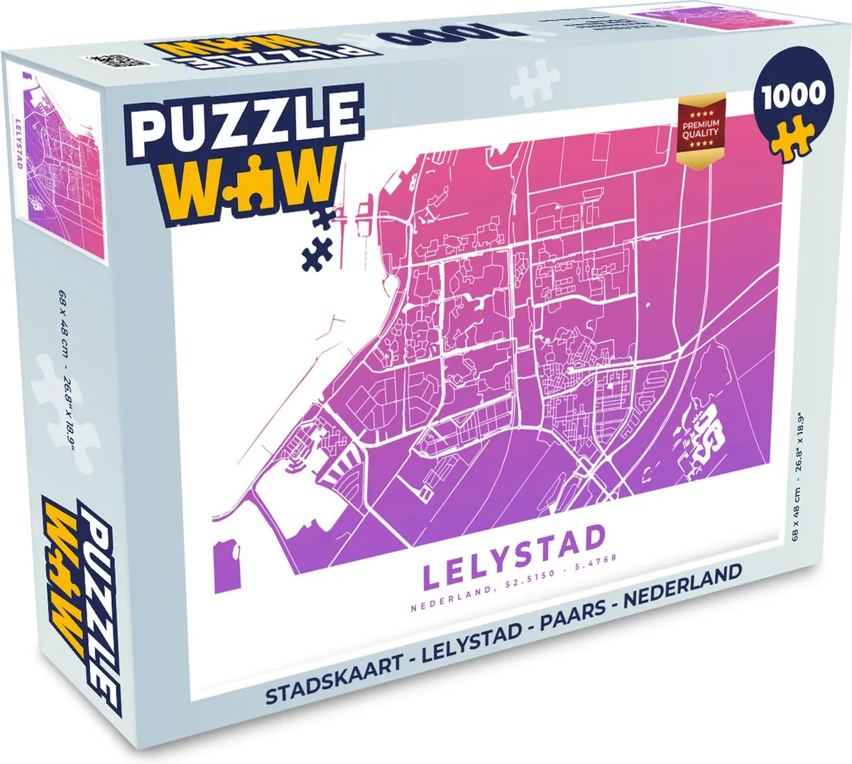 PuzzleWow Stadskaart Lelystad Legpuzzel 1000 Stuks