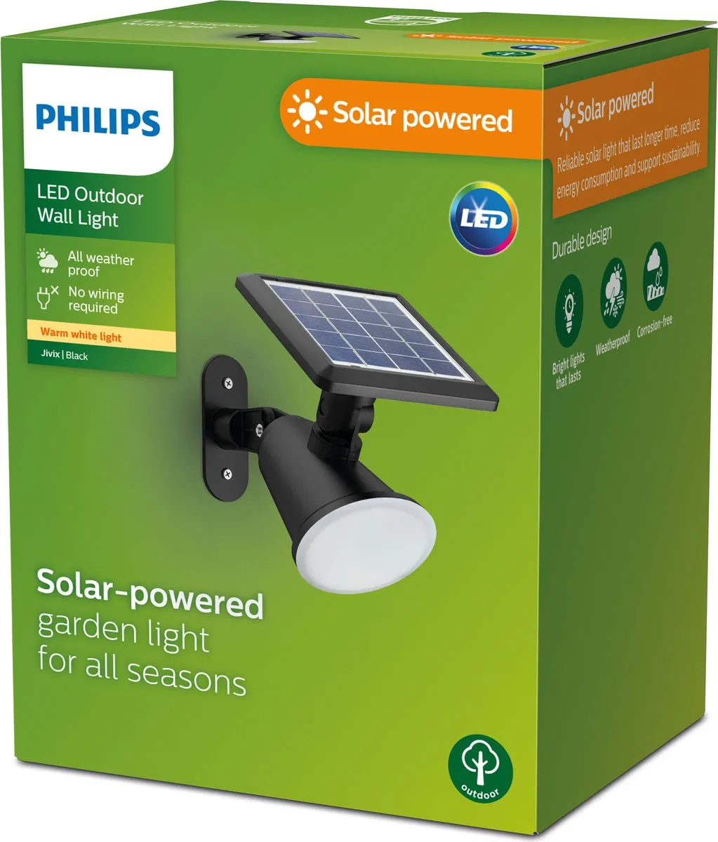 Philips Jivix Solar Wandlamp - Zwart