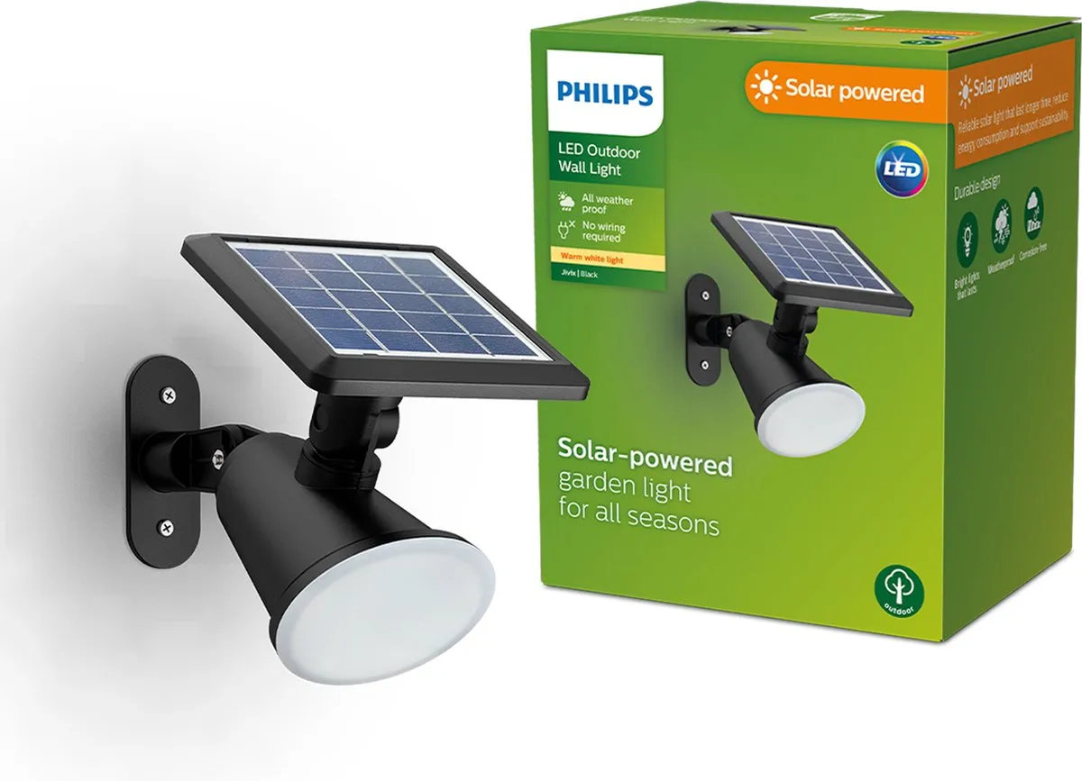 Philips Jivix Solar Wandlamp - Zwart