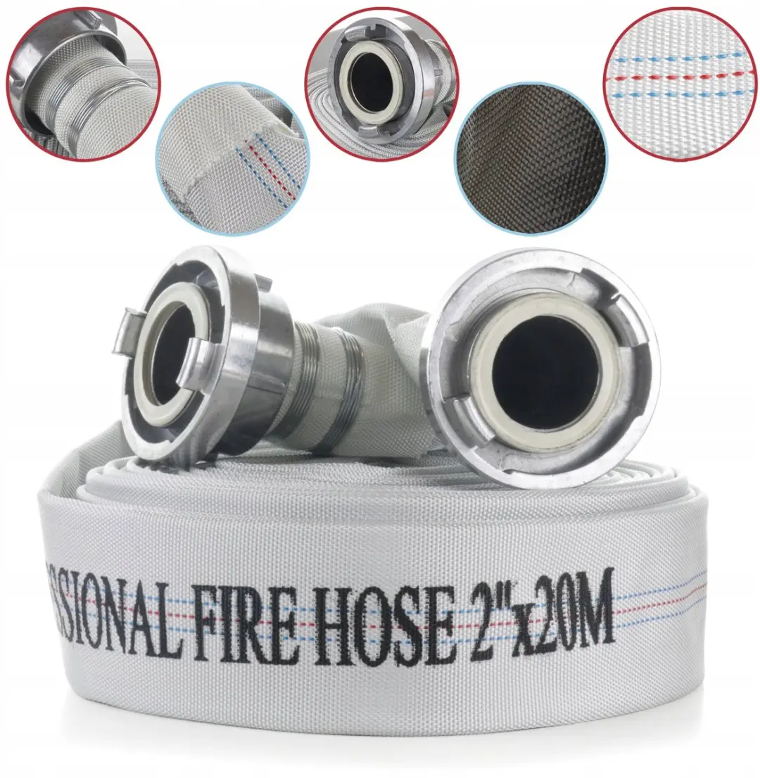 Brandweerslang 2" (52mm) 20m STORZ, versterkt, wit, professioneel