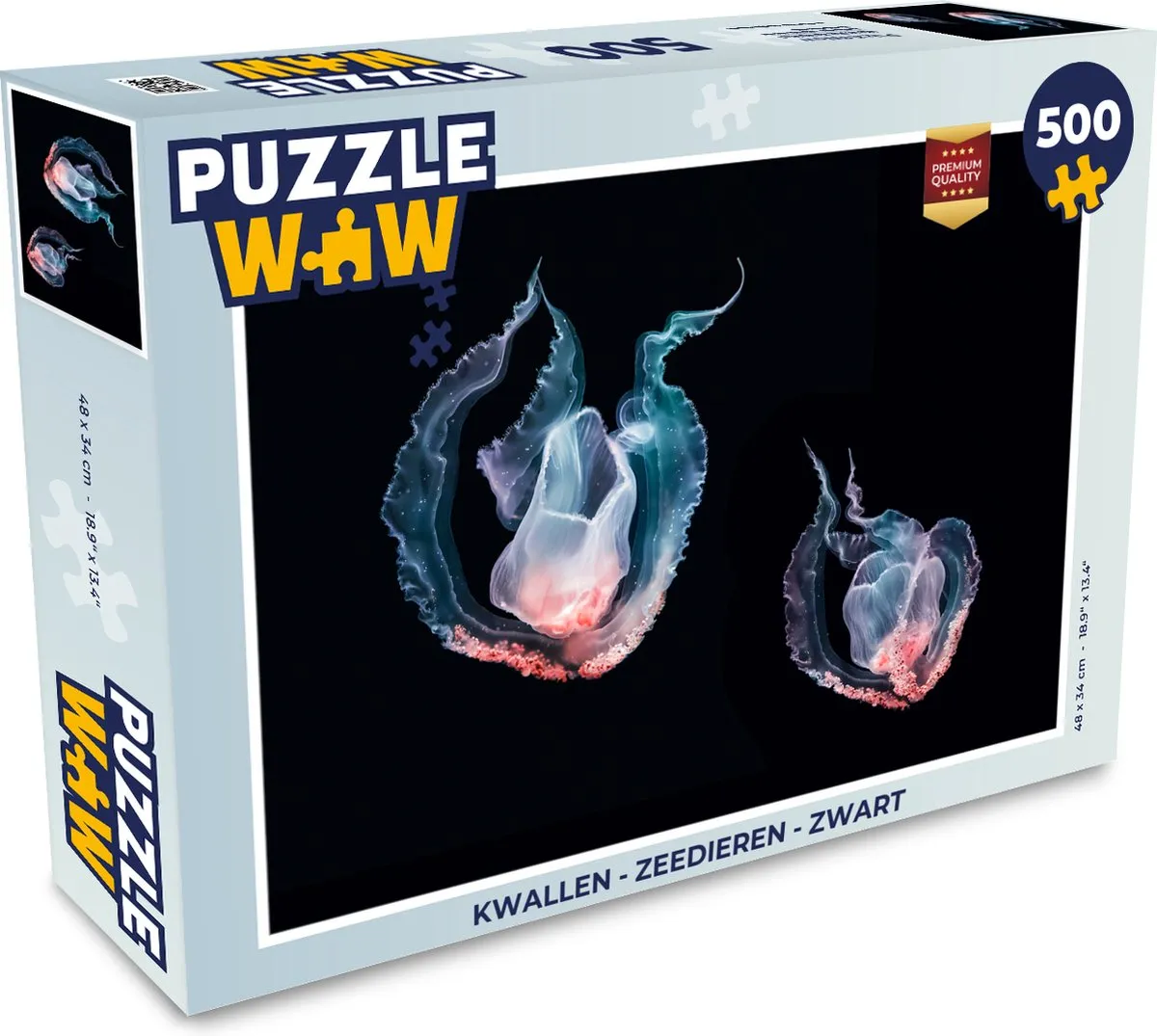 PuzzleWow Kwallen Legpuzzel 500 Stuks - Multicolor