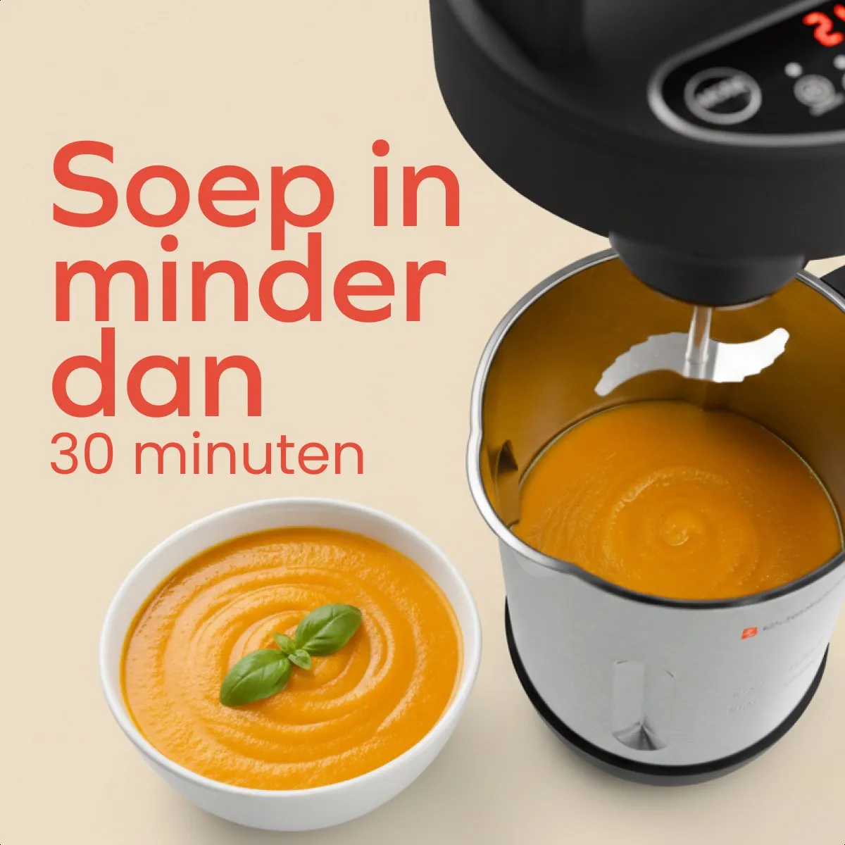 KitchenBrothers Soepmaker 1.6L - 800W - 5 Programma's - RVS/Zwart