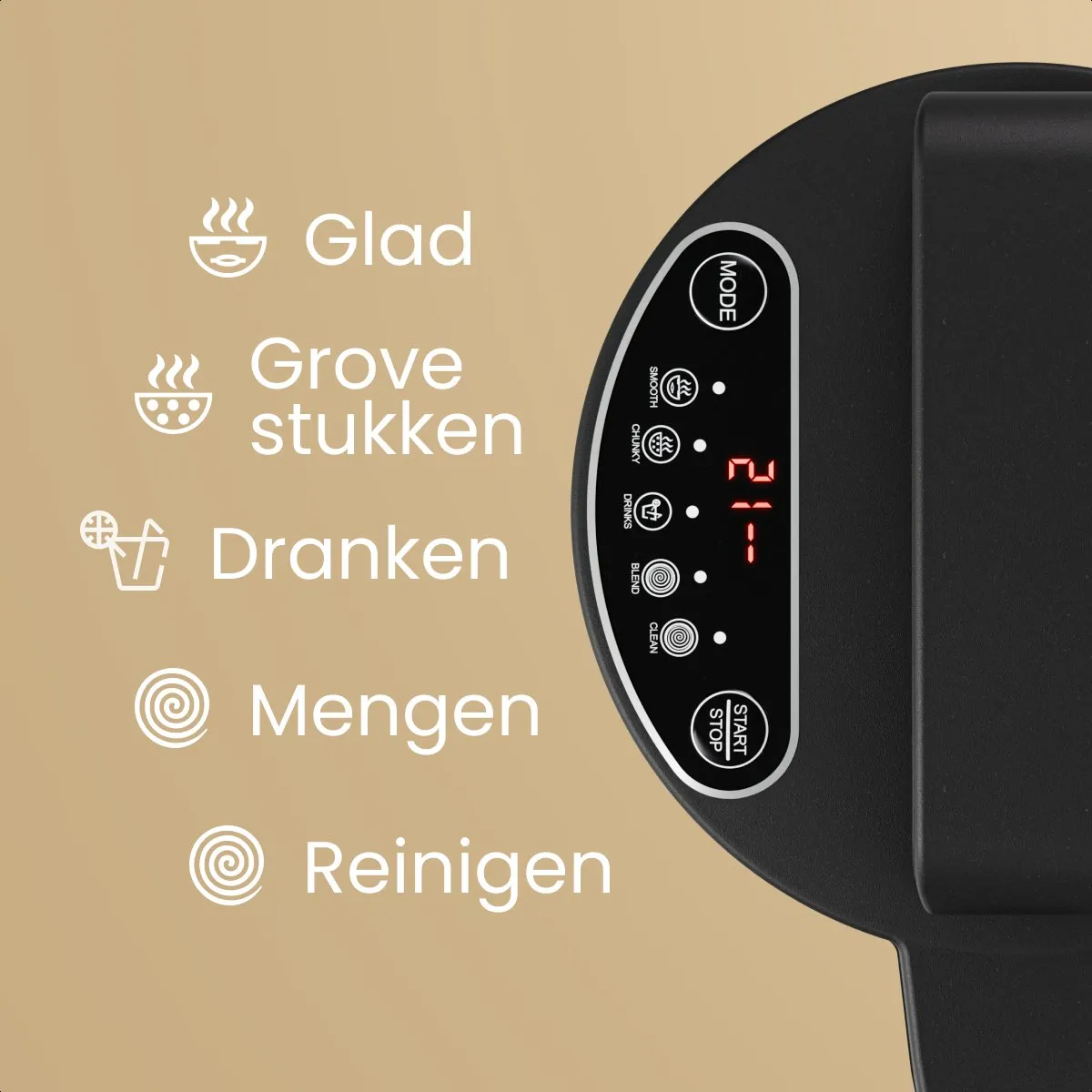 KitchenBrothers Soepmaker 1.6L - 800W - 5 Programma's - RVS/Zwart - afbeelding 6 van 6