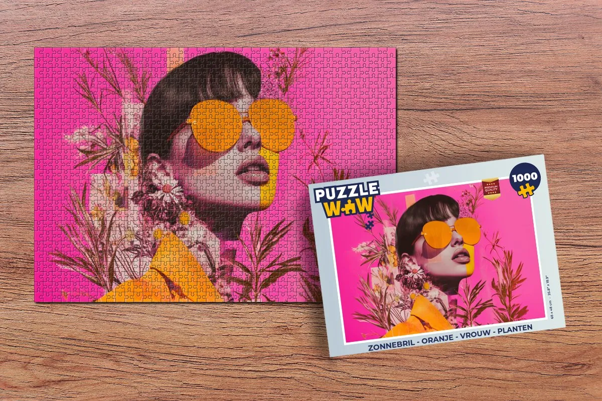 PuzzleWow Zonnebril Legpuzzel 1000 Stuks - Oranje